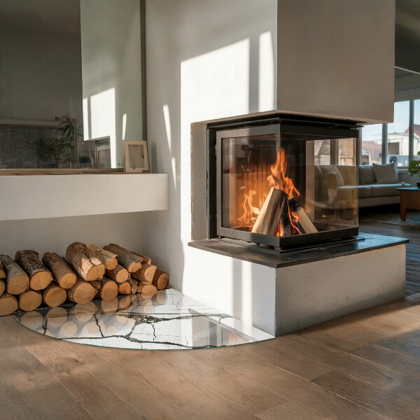 Sklenená podložka pod krb Mramorový žilový vzor