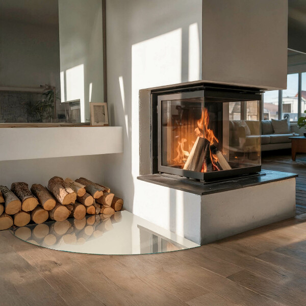 Sklenená podložka pod krbové kachle Farba béžová