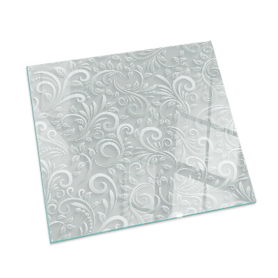 Štvorcová sklenená podložka pod krb Elegantný rastlinný vzor