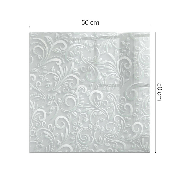 Štvorcová sklenená podložka pod krb Elegantný rastlinný vzor