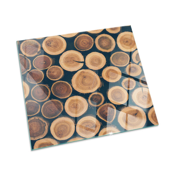 Štvorcová sklenená podložka pod krb Krabica s rezaným drevom