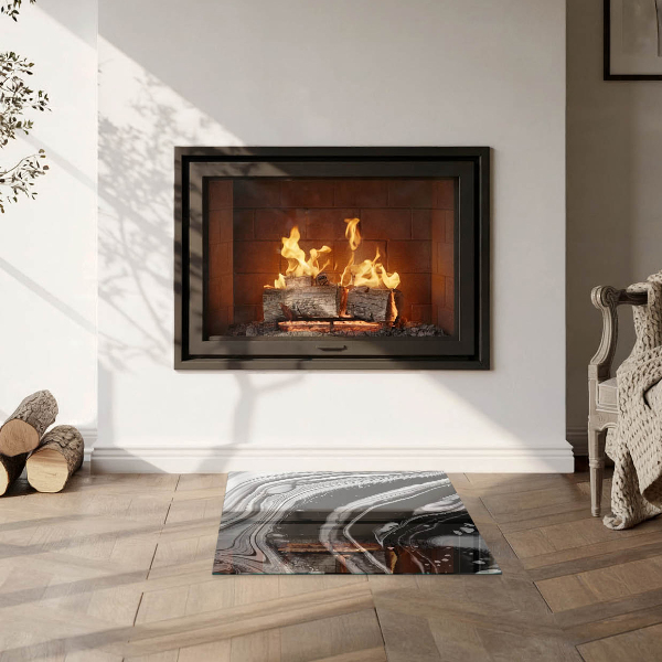 Štvorcová sklenená podložka pod krb Abstraktné vlny a čiary