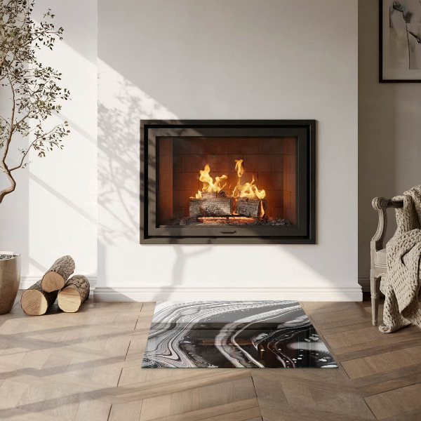 Štvorcová sklenená podložka pod krb Abstraktné vlny a čiary