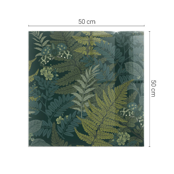 Štvorcová podložka pod krb Rastlinné motívy s motýľmi