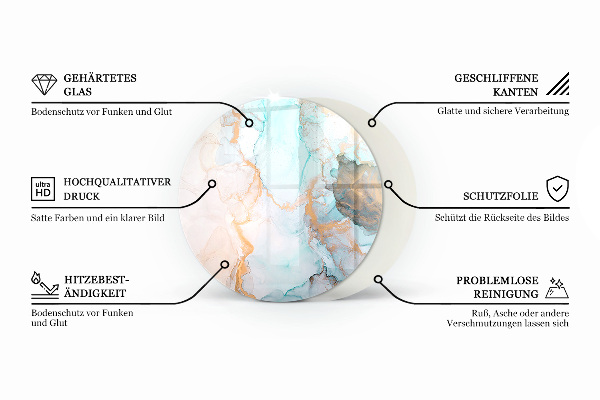 Okrúhla podložka pod krbové kachle Prírodný mramorový vzor