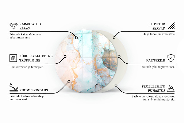 Okrúhle sklo pod krb Vzor z prírodného kameňa