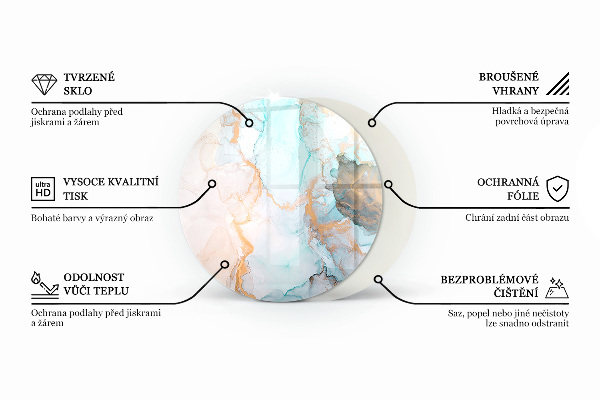 Okrúhla podložka pod krbové kachle Mramorový vzor s žilami