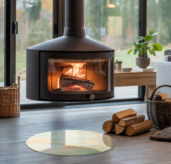 Okrúhle sklo pod krb Abstraktný mramorový vzor