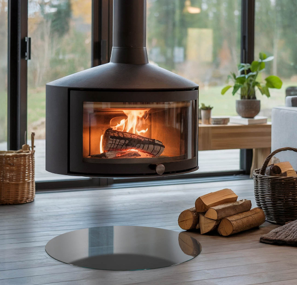 Okrúhla nehorľavá podložka pred krb Farba: Šedohnedá