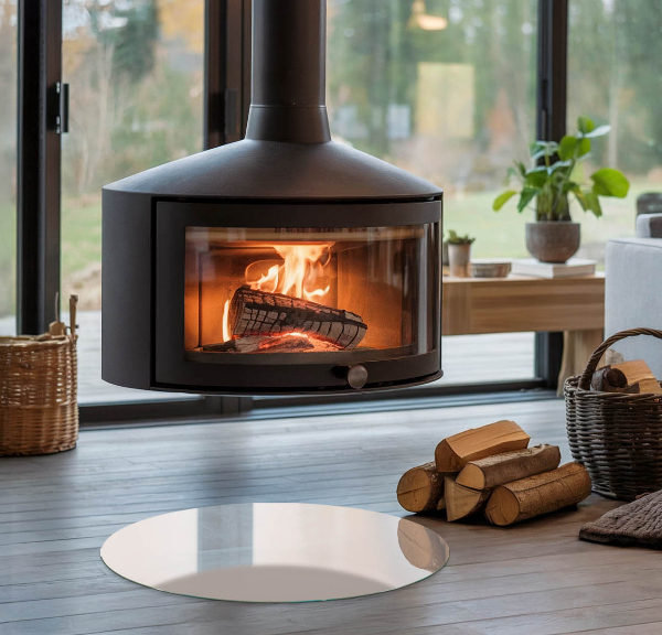 Okrúhla nehorľavá podložka pred krb Farba Bledoružová