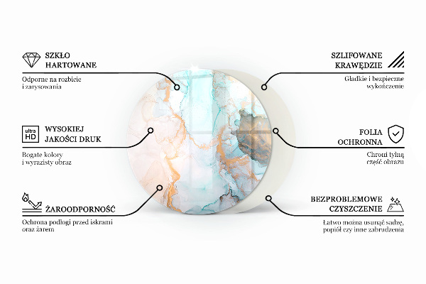 Okrúhla nehorľavá podložka pred krb Slonovinová farba