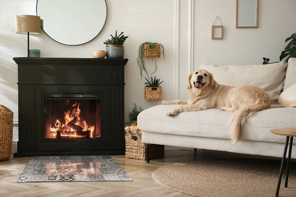 Obdĺžniková podložka pod krb Dekoratívne vzory dlaždíc