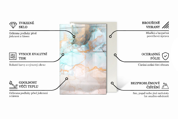 Obdĺžniková sklenená podložka pod krb Mramorový štruktúrny vzor