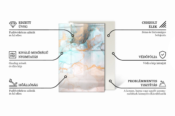 Obdĺžniková sklenená podložka pod krb Elegantný mramorový vzor