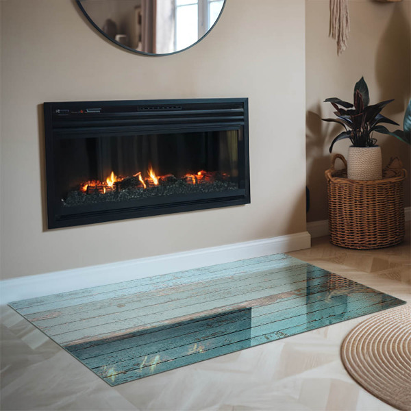 Obdĺžniková sklenená podložka pod krb Dosky v rustikálnom štýle