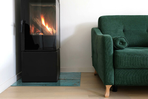 Obdĺžniková sklenená podložka pod krb Dosky v rustikálnom štýle