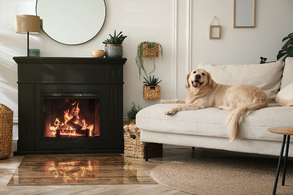 Obdĺžniková sklenená podložka pod krb Drevená doska s obilím