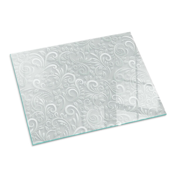 Obdĺžniková sklenená podložka pod krb Elegantný rastlinný vzor