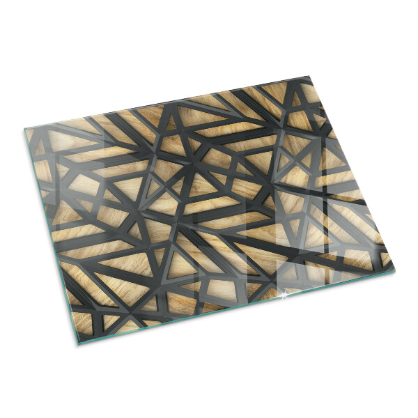 Obdĺžniková podložka pod krb Geometria s drevom