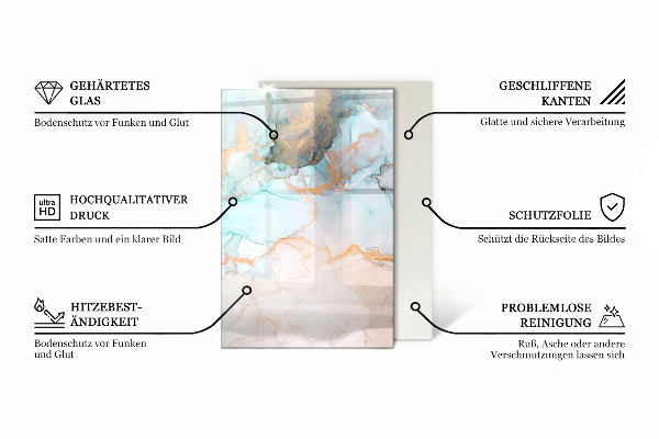Obdĺžniková podložka pod krb Geometria s drevom
