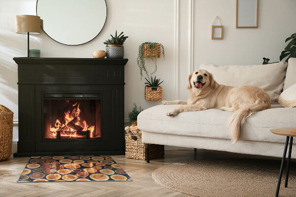 Obdĺžniková sklenená podložka pod krb Krabica s rezaným drevom