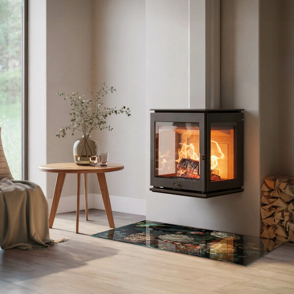 Obdĺžniková podložka pod krb Kvetinový vzor s motýľmi