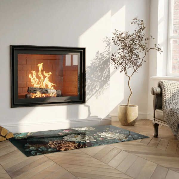 Obdĺžniková podložka pod krb Kvetinový vzor s motýľmi