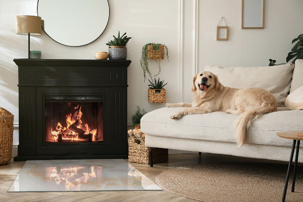 Obdĺžniková sklenená podložka pod krb Vzor z prírodného kameňa