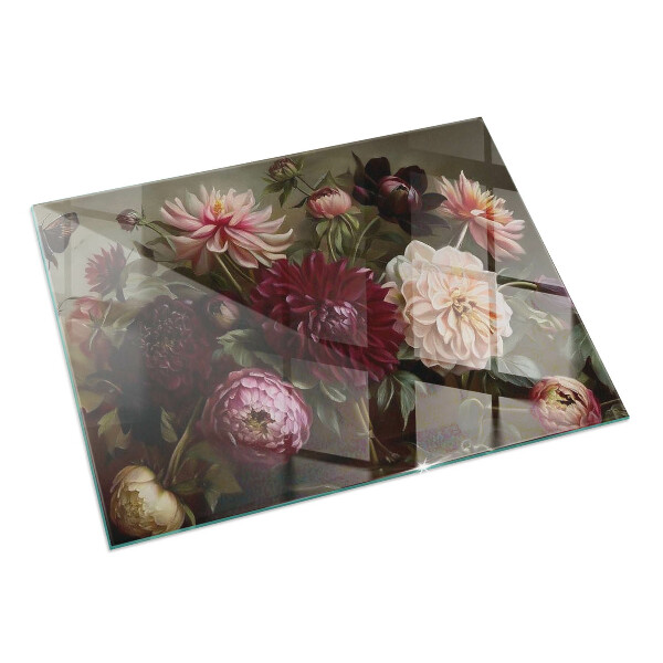 Obdĺžniková podložka pod krb Kytica kvetov v detaile