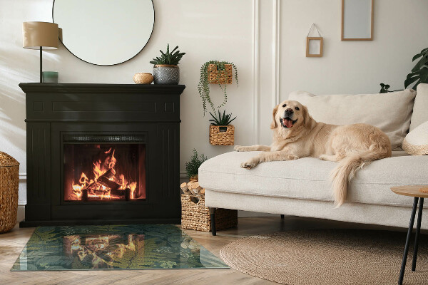 Obdĺžniková podložka pod kachle Rastlinné motívy s motýľmi