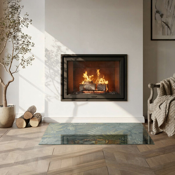 Obdĺžniková podložka pod kachle Rastlinné motívy s motýľmi