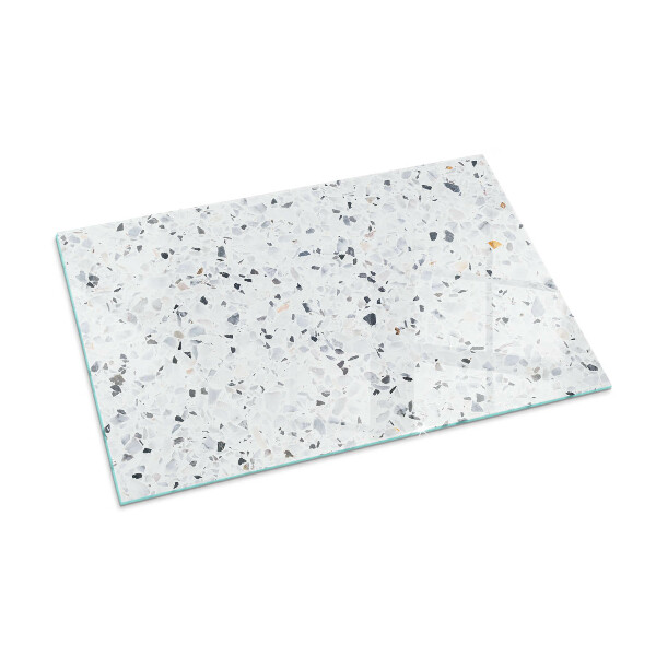 Obdĺžniková sklenená podložka pod krb Kamenný vzor s časticami