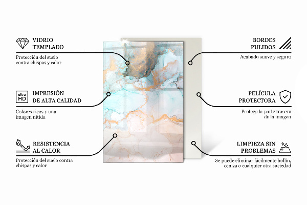 Obdĺžniková sklenená podložka pod krb Kamenný vzor s časticami