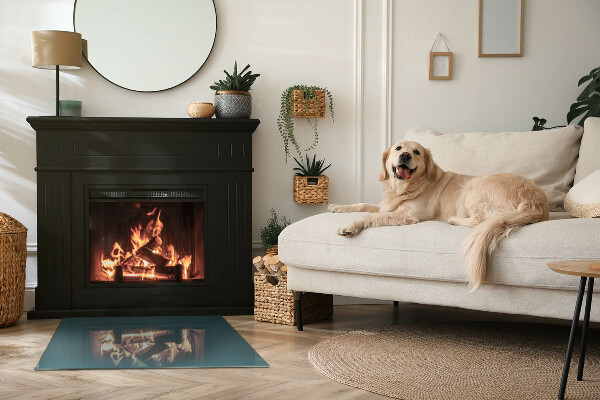 Obdĺžniková sklenená podložka pod krb Farba mora