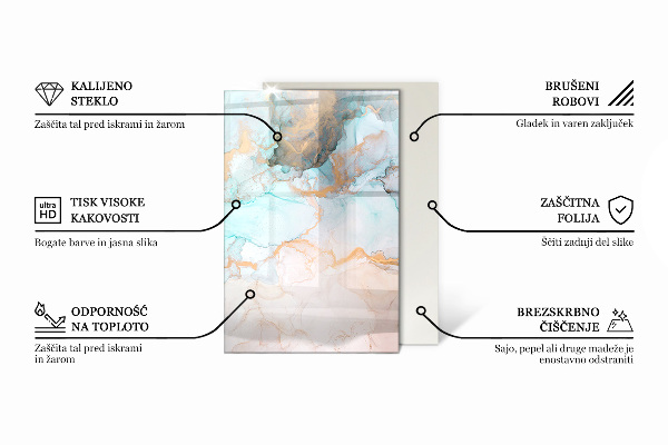 Obdĺžniková sklenená podložka pod krb Svetlá krémová farba