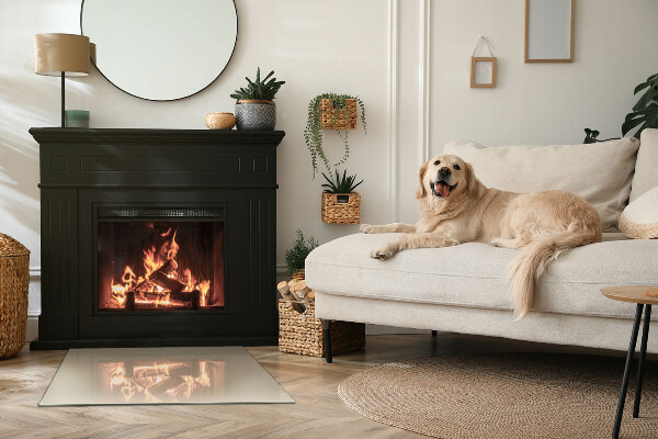 Obdĺžniková sklenená podložka pod krb Farba béžová