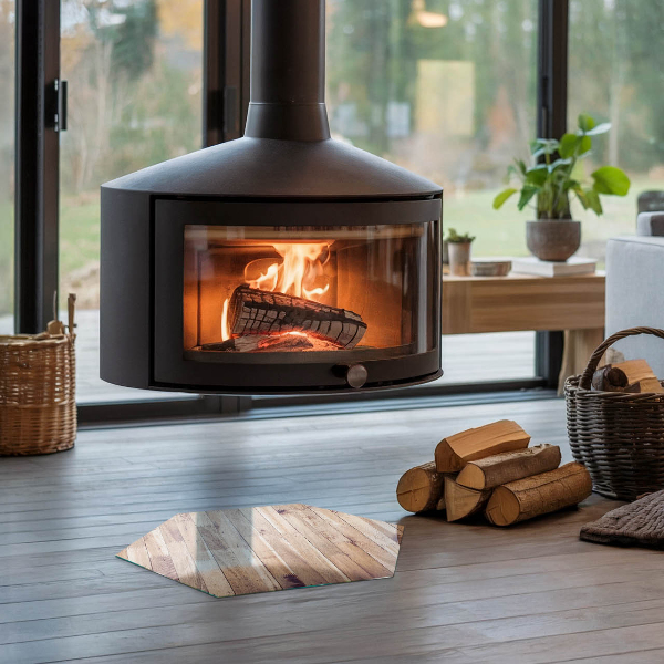 Šesťuholníkové sklo pod krb Drevená doska v rozložení