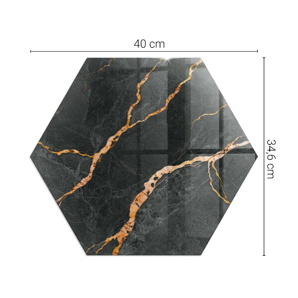 Šesťuholníková nehorľavá podložka pred krb Elegantný mramor s žilami