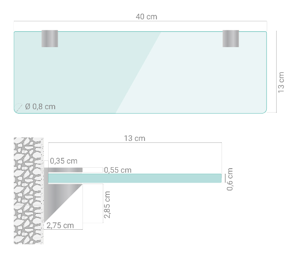Kúpeľňová polička 40x13 cm