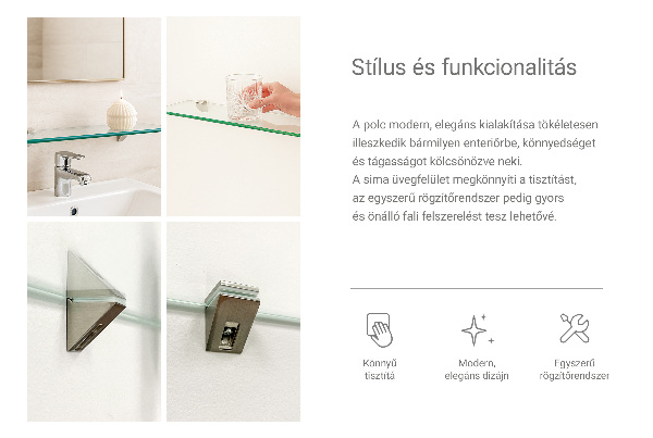 Kúpeľňová polička 70x13 cm