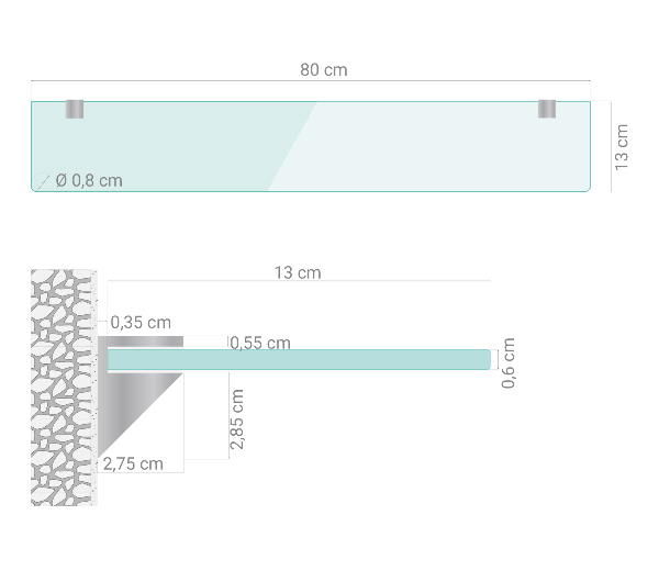 Zavesná polička do kúpeľne 80x13 cm