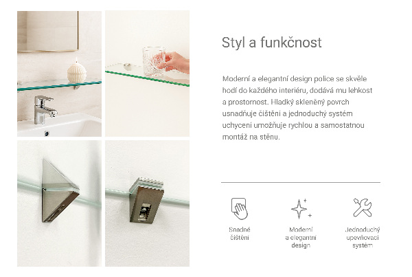 Kúpeľňová polička 90x13 cm