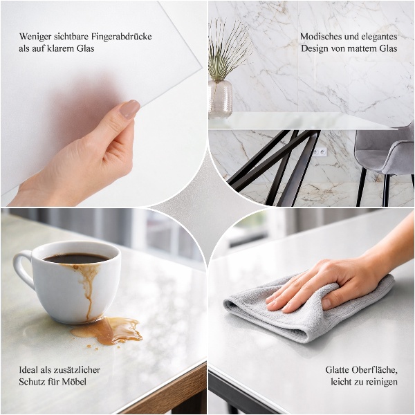 Štvorcová polopriehľadná doska na stôl