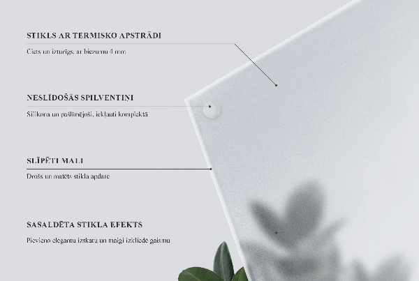 Štvorcová polopriehľadná doska na stôl