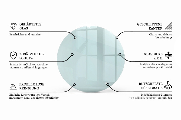 Okrúhla stolová doska priehľadná