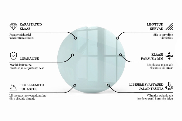 Okrúhla stolová doska priehľadná