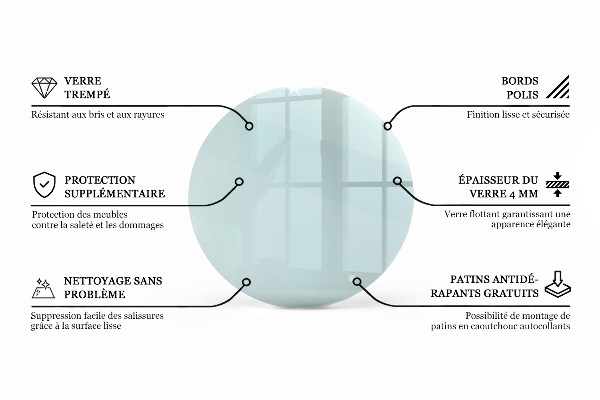 Okrúhla stolová doska priehľadná