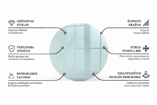 Okrúhla stolová doska priehľadná