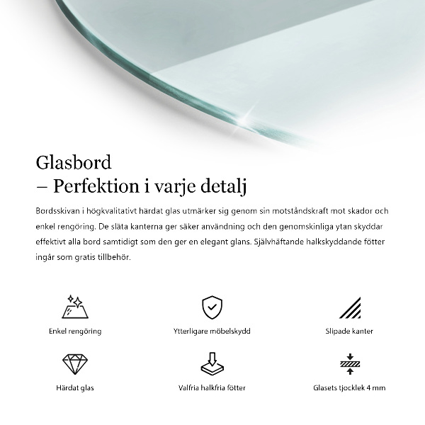 Okrúhla stolová doska priehľadná