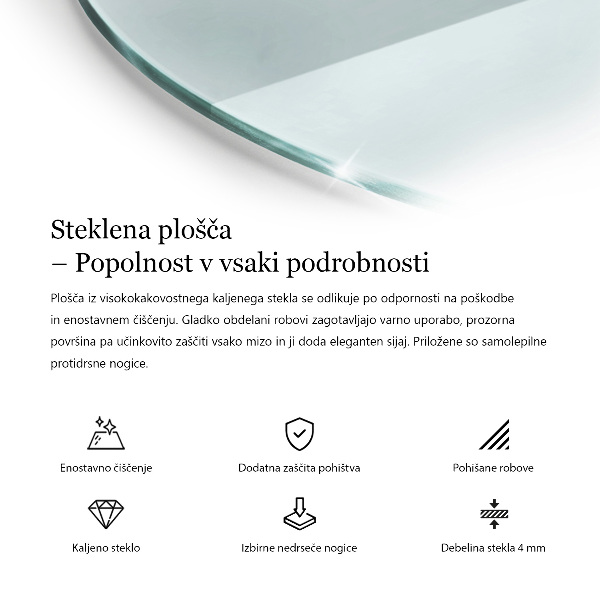 Okrúhla stolová doska priehľadná